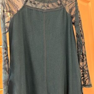 Free People Green Raglan Long Sleeve Babydoll Top